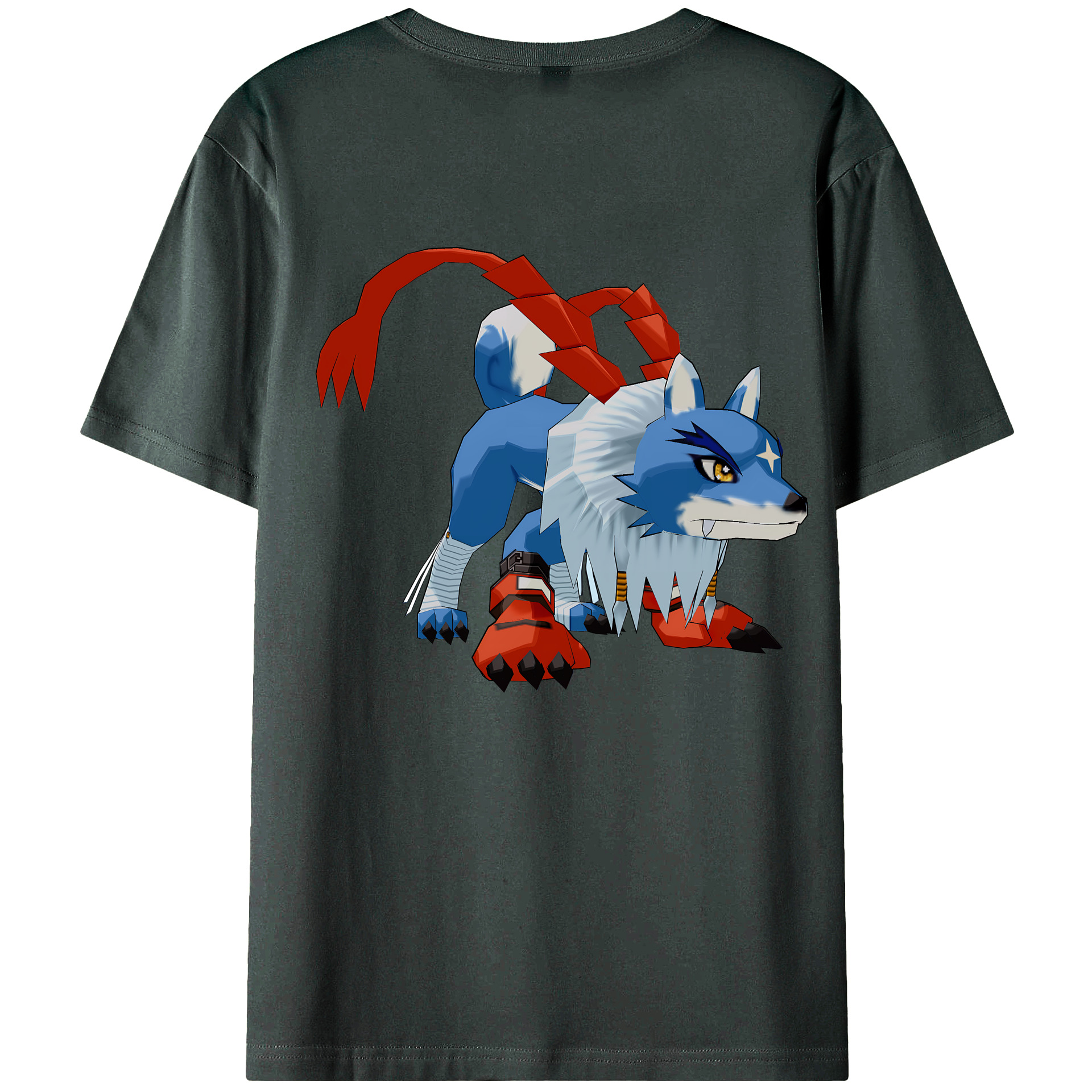 （画像用） Digimon デジタルモンスター/デジモン 綿100％ メンズ半袖Tシャツ（バックプリント） 通気性